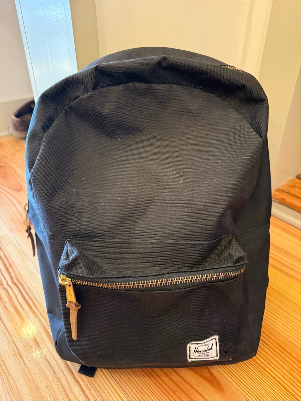 Herschel Supply Company Black Backpack with Leather Pull